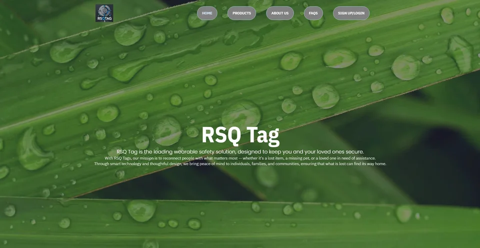 RSQ Tag website with green leaf imagery